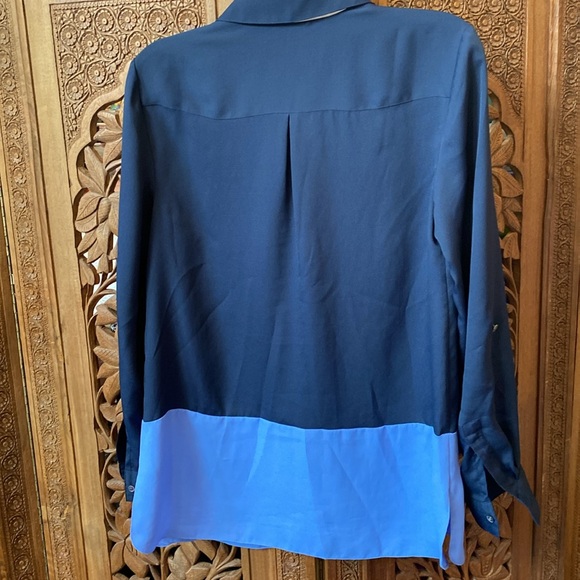 EUC - Talbots Button Down Roll Tab Block Color Tunic - Picture 5 of 10